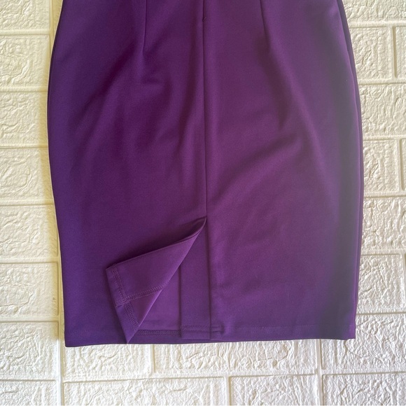 Miusol Retro 40’s Style Purple V-waist Puff Sleeve Bodycon Knee Length Dress - Picture 11 of 16